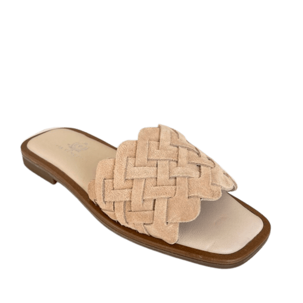 Via Veneto Flat Slip-in 7100 Suede Sandal - Beige - My Shoe Shop - Slip in