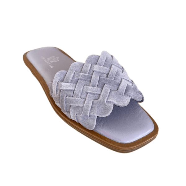 Via Veneto Flat Slip-in 7100 Suede Sandal - Lilac Grey - My Shoe Shop - Slip in
