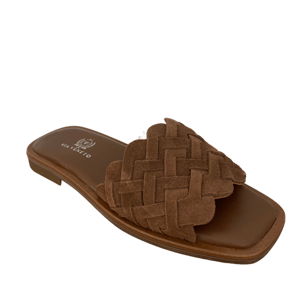 Via Veneto Flat Slip-in 7100 Suede Sandal - Tan - My Shoe Shop - Slip in