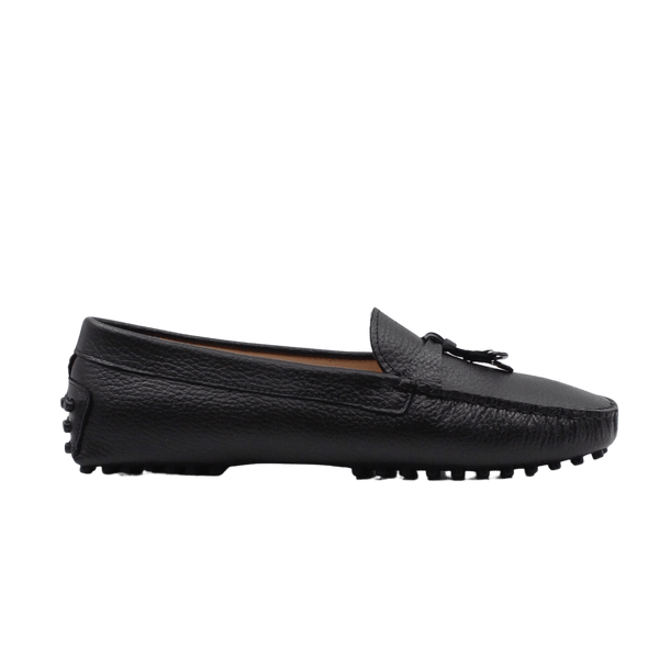 Via Veneto Leather Moccasin 1173 with Silver detail on Tassle - Black - My Shoe Shop - Moccasin