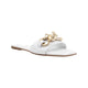 Via Veneto Leather Slip-in Sandal 7087 with gold Buckle - White - My Shoe Shop - sandal