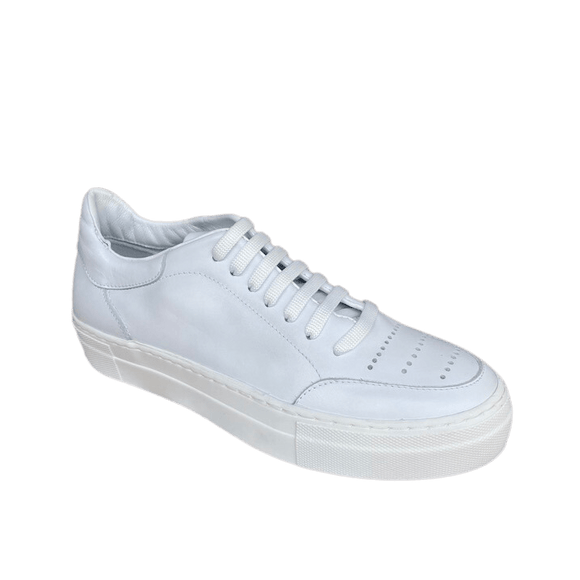 Via Veneto Leather Sneaker with Lace - White - My Shoe Shop - Sneaker