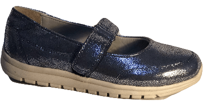 Via Veneto Mary Jane with Shimmer Leather - Blue - My Shoe Shop - Comfort