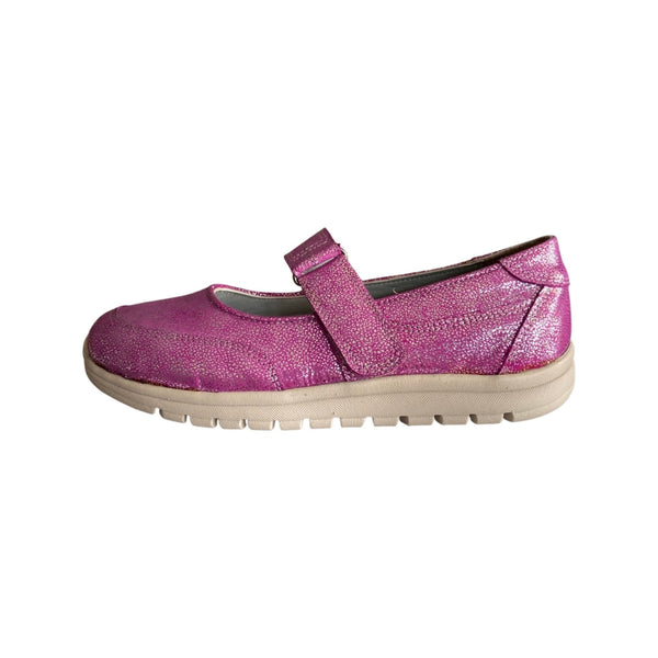 Via Veneto Mary Jane with Shimmer Leather - Pink - My Shoe Shop - Comfort
