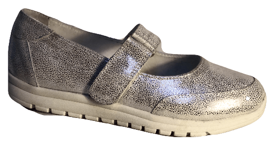 Via Veneto Mary Jane with Shimmer Leather - White - My Shoe Shop - Comfort