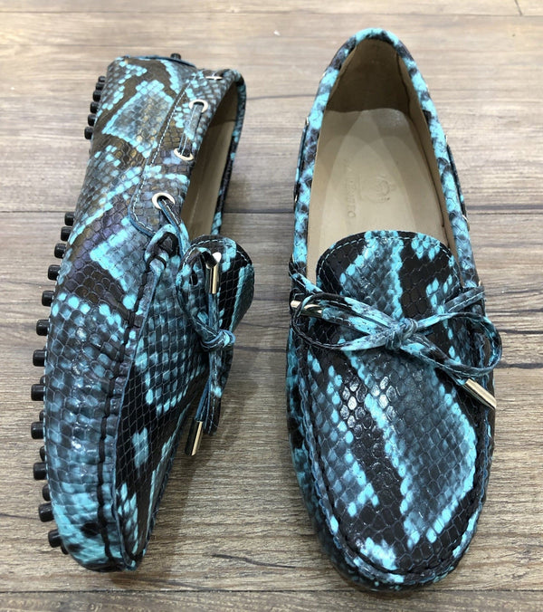 Via Veneto Moccasin 6026 Leather - Blue Snake - My Shoe Shop - Mocassin