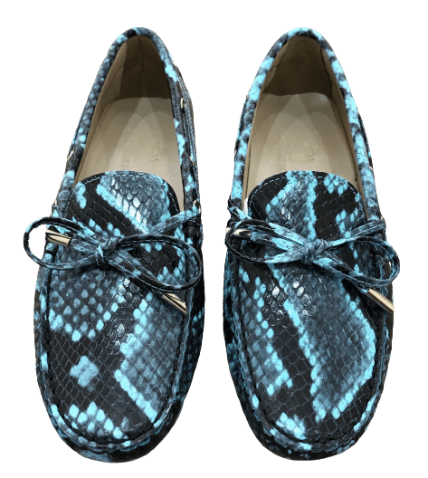 Via Veneto Moccasin 6026 Leather - Blue Snake - My Shoe Shop - Mocassin