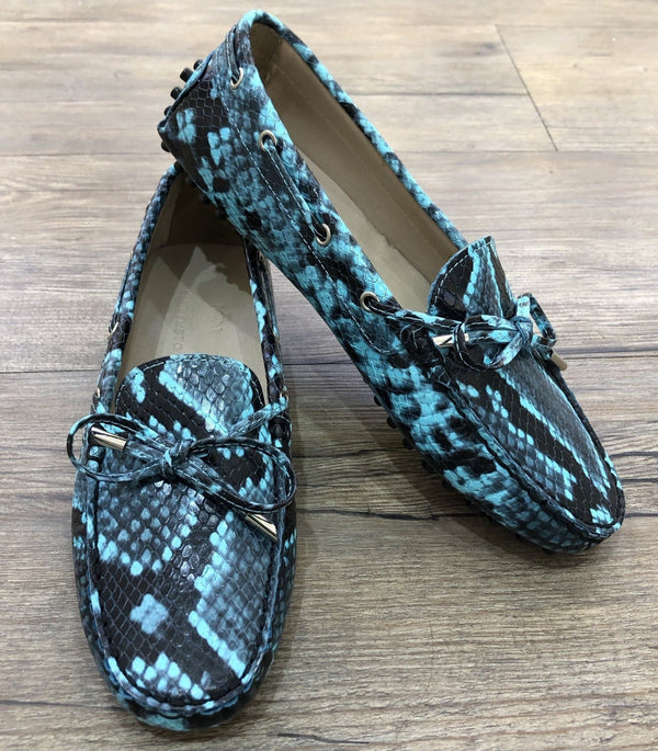 Via Veneto Moccasin 6026 Leather - Blue Snake - My Shoe Shop - Mocassin
