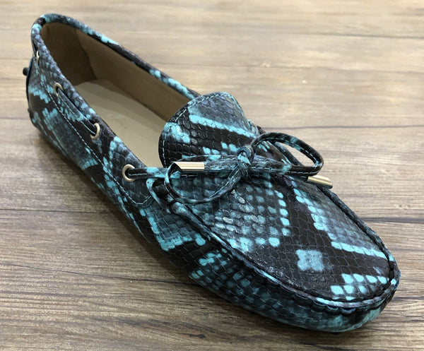 Via Veneto Moccasin 6026 Leather - Blue Snake - My Shoe Shop - Mocassin