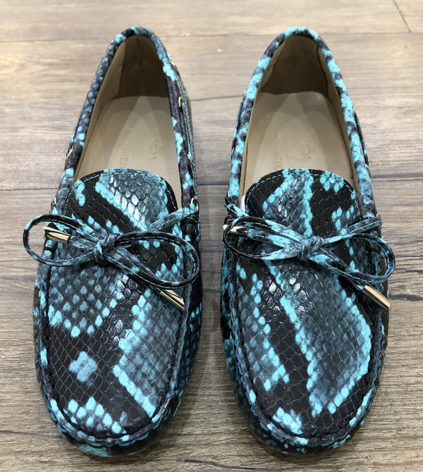 Via Veneto Moccasin 6026 Leather - Blue Snake - My Shoe Shop - Mocassin