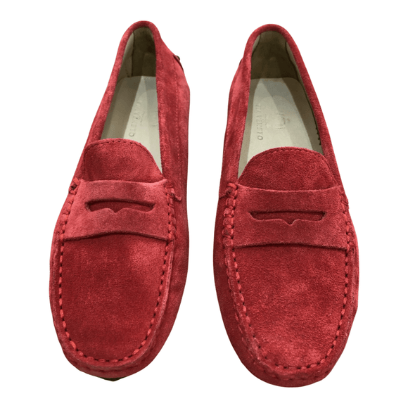 Via Veneto Moccasin 6166 - Cherry Red Suede - My Shoe Shop - Mocassin