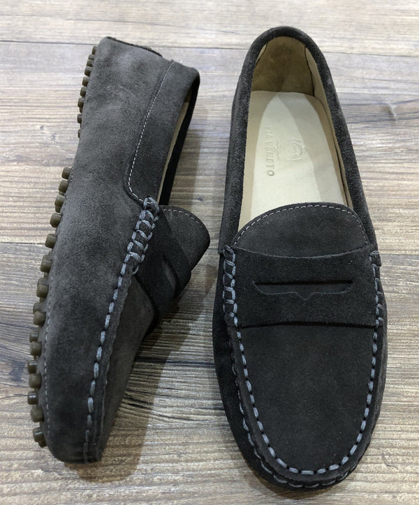 Via Veneto Moccasin 6166 - Dark Grey Suede - My Shoe Shop - Mocassin