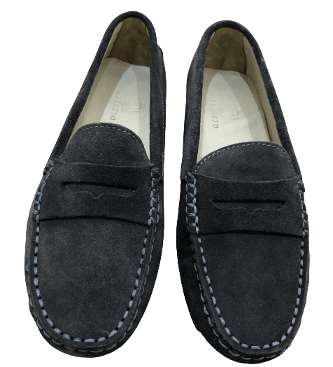 Via Veneto Moccasin 6166 - Dark Grey Suede - My Shoe Shop - Mocassin