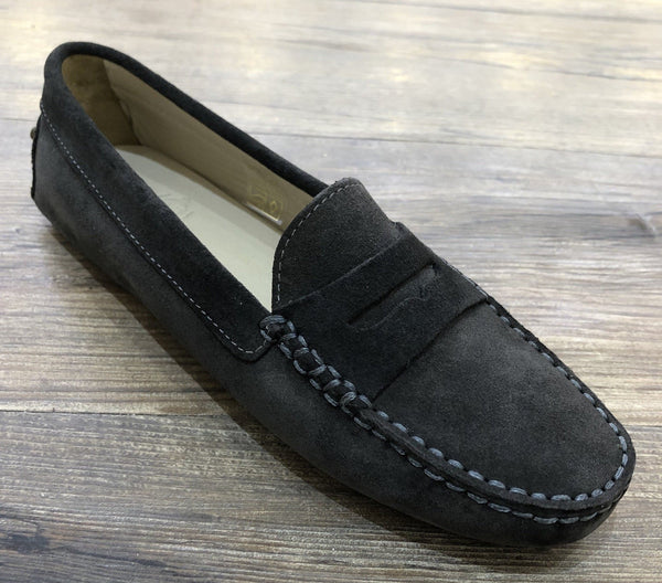 Via Veneto Moccasin 6166 - Dark Grey Suede - My Shoe Shop - Mocassin