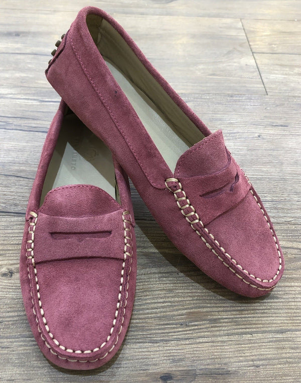 Via Veneto Moccasin 6166 - Light Cherise Suede - My Shoe Shop - Mocassin