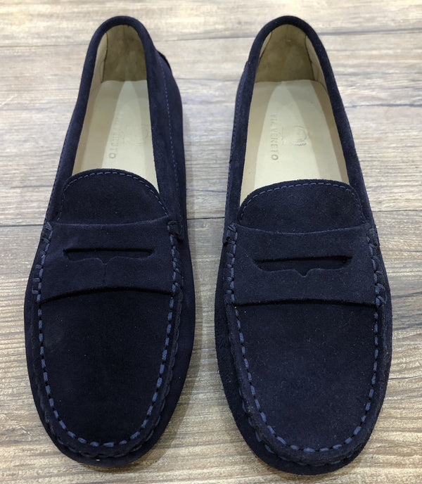 Via Veneto Moccasin 6166 - Navy Suede - My Shoe Shop - Mocassin