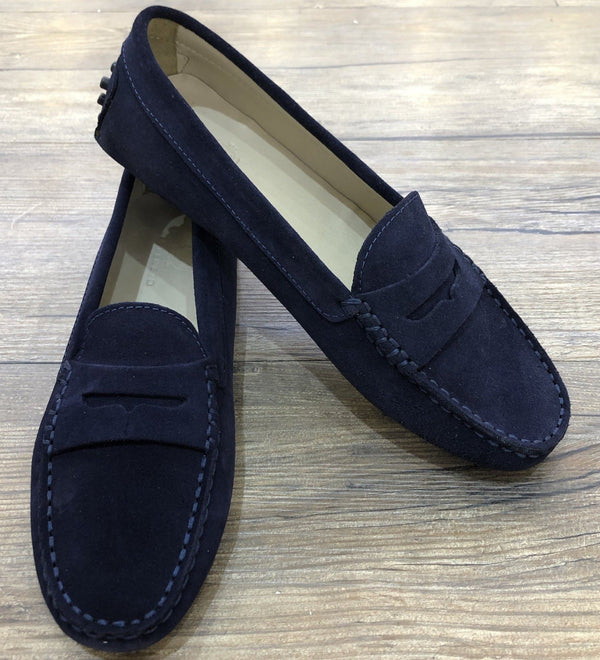 Via Veneto Moccasin 6166 - Navy Suede - My Shoe Shop - Mocassin