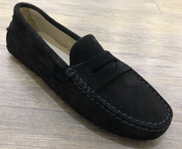 Via Veneto Moccasin 6166 Suede - Black - My Shoe Shop - Mocassin