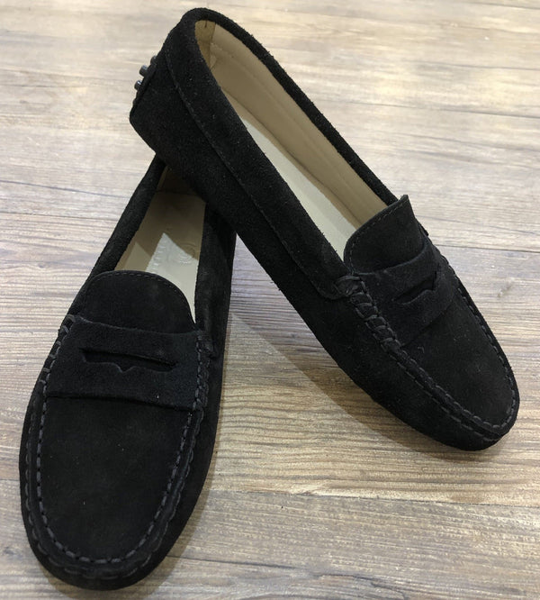Via Veneto Moccasin 6166 Suede - Black - My Shoe Shop - Mocassin
