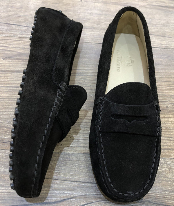 Via Veneto Moccasin 6166 Suede - Black - My Shoe Shop - Mocassin
