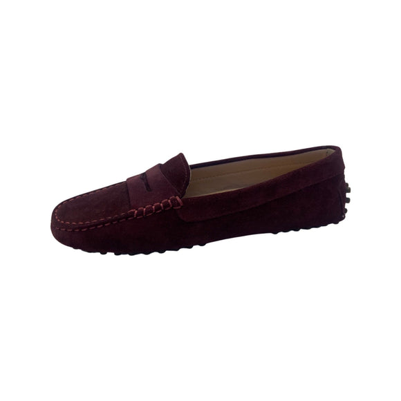 Via Veneto Moccasin 6166 Suede - Maroon - My Shoe Shop - Moccasin