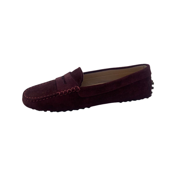 Via Veneto Moccasin 6166 Suede - Maroon - My Shoe Shop - Moccasin