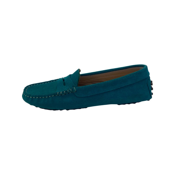 Via Veneto Moccasin 6166 Suede - Turquoise - My Shoe Shop - Moccasin