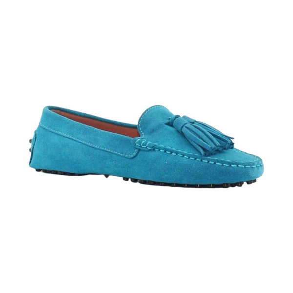 Via Veneto Moccasin Tassel 6508 Suede - Blue - My Shoe Shop - Moccasin