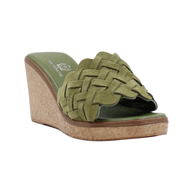 Via Veneto Slip-in Wedge 7095 in Braided Suede - Moss Green - My Shoe Shop - sandal