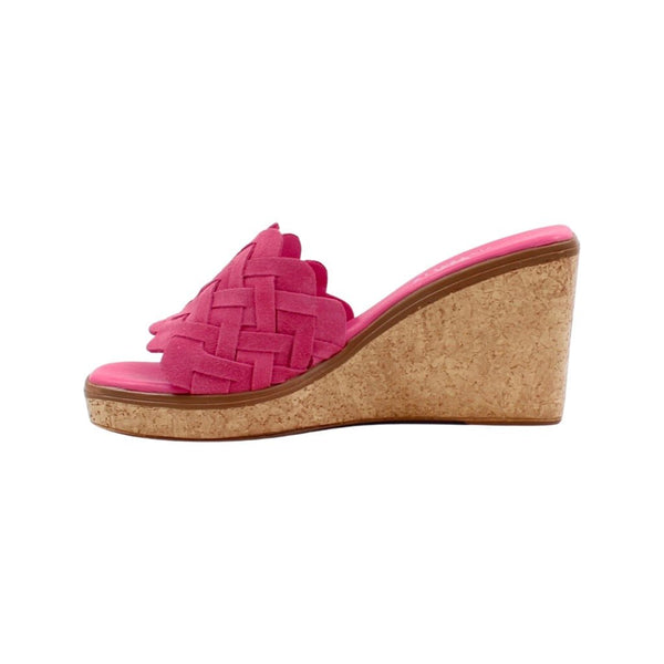 Via Veneto Slip-in Wedge 7095 in Braided Suede - Pink - My Shoe Shop - sandal