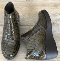 Via Veneto Super Short Double Zip Boot - Olive - My Shoe Shop - boot