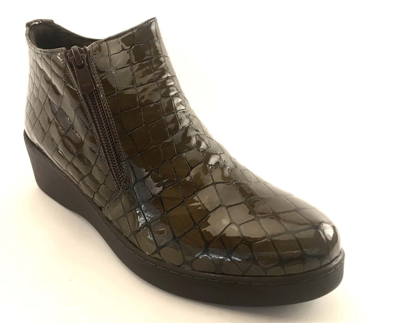 Via Veneto Super Short Double Zip Boot - Olive - My Shoe Shop - boot