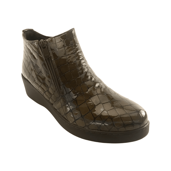Via Veneto Super Short Double Zip Boot - Olive - My Shoe Shop - boot