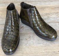 Via Veneto Super Short Double Zip Boot - Olive - My Shoe Shop - boot