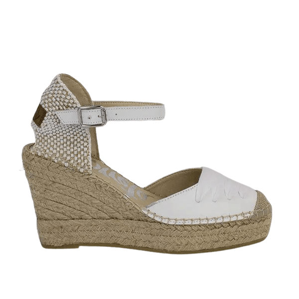 Vidorreta Leather Wedge with detail - White - My Shoe Shop - Wedge