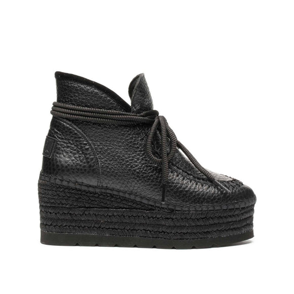 Vidorreta Low Leather Wedge Boot - Black - My Shoe Shop - boot