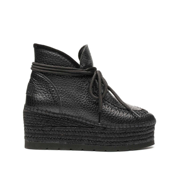 Vidorreta Low Leather Wedge Boot - Black - My Shoe Shop - boot