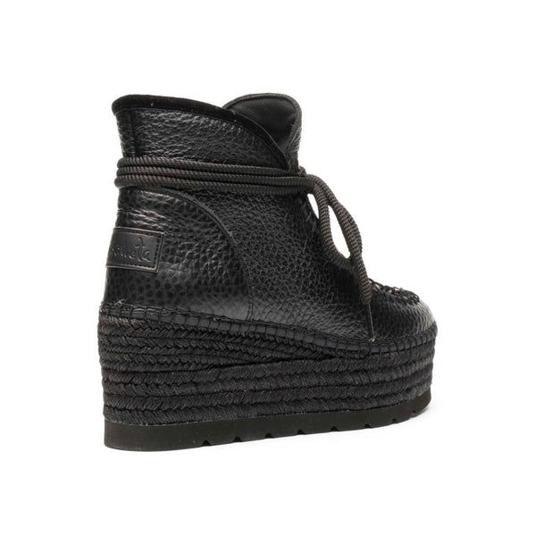 Vidorreta Low Leather Wedge Boot - Black - My Shoe Shop - boot