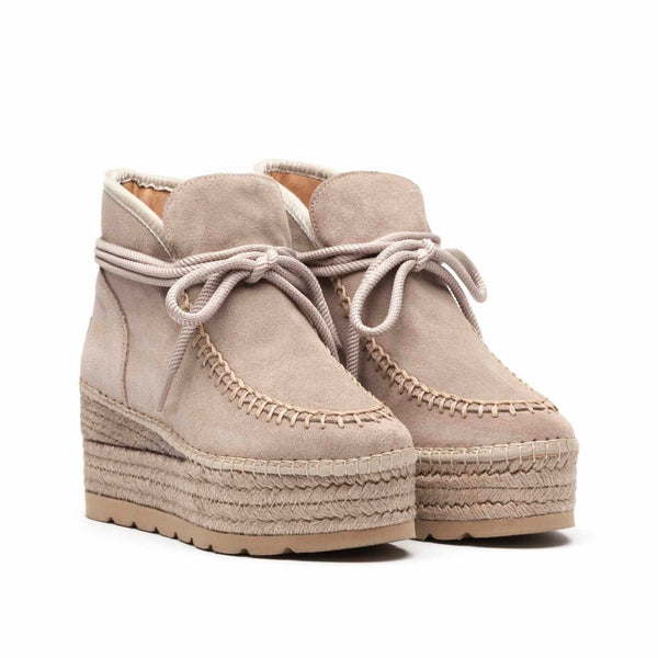 Vidorreta Low Suede Wedge Boot - Taupe - My Shoe Shop - boot