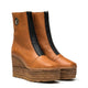 Vidorreta Wedge Leather Boot with Front Zip - Camel - My Shoe Shop - boot